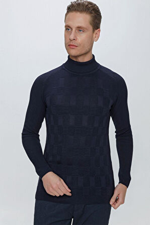 TR 852 Slim Fit Lacivert Klasik Triko