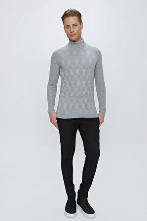 TR 852 Slim Fit Gri Klasik Triko