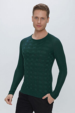 TR 854 Slim Fit Zümrüt Yeşil Klasik Triko