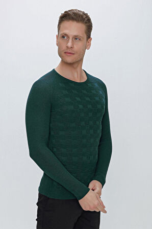 TR 854 Slim Fit Zümrüt Yeşil Klasik Triko