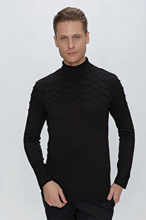 TR 851 Slim Fit Siyah Klasik Triko