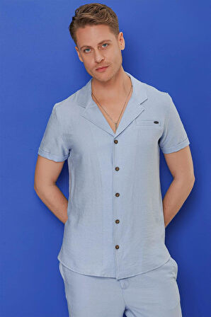 G 1549 Slim Fit Mavi Klasik Gömlek