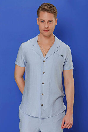 G 1549 Slim Fit Mavi Klasik Gömlek