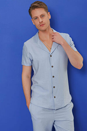 G 1549 Slim Fit Mavi Klasik Gömlek