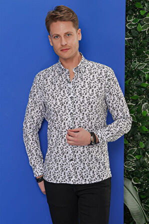 G 1546 Slim Fit Beyaz Klasik Gömlek