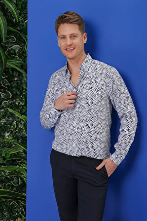 G 1539 Slim Fit Beyaz Klasik Gömlek