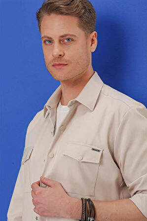 G 1534 Slim Fit Taş Klasik Gömlek