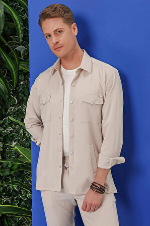 G 1534 Slim Fit Taş Klasik Gömlek