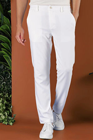 P 1116 Slim Fit Beyaz Spor Pantolon
