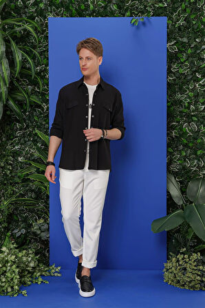 G 1551 Slim Fit Siyah Klasik Gömlek