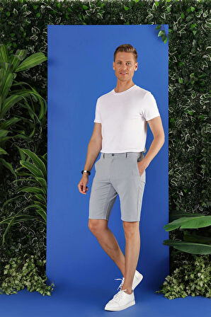 032 Slim Fit Gri Bermuda