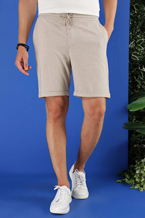 033 Slim Fit Bej Bermuda