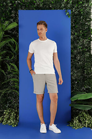 033 Slim Fit Gri Bermuda