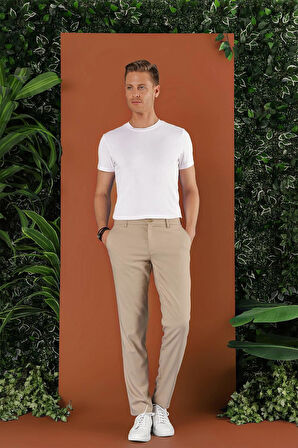 P 1118 Slim Fit Bej Spor Pantolon