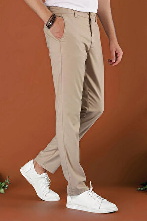 P 1118 Slim Fit Bej Spor Pantolon