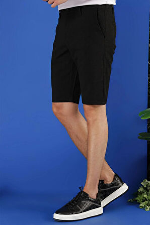 032 Slim Fit Siyah Bermuda