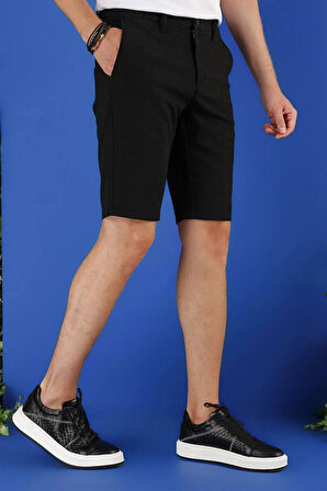 032 Slim Fit Siyah Bermuda