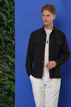 G 1552 Slim Fit Siyah Klasik Gömlek