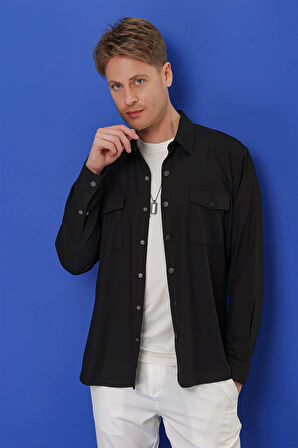 G 1552 Slim Fit Siyah Klasik Gömlek