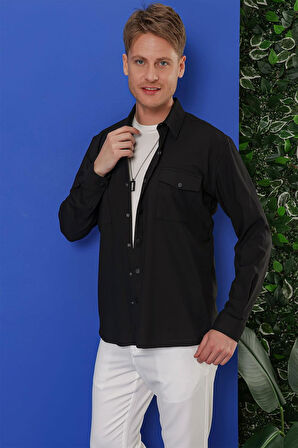 G 1552 Slim Fit Siyah Klasik Gömlek