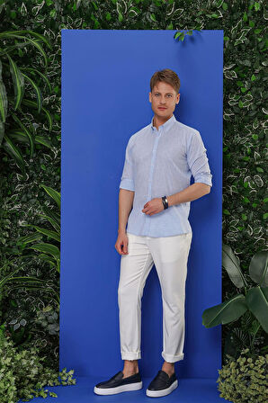 G 1554 Slim Fit Açık Mavi Klasik Gömlek