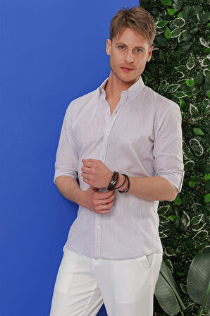 G 1554 Slim Fit Açık Gri Klasik Gömlek
