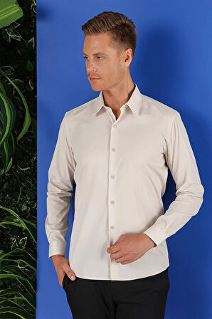 GK 683 Slim Fit Taş Klasik Gömlek