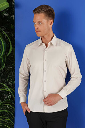 GK 683 Slim Fit Taş Klasik Gömlek