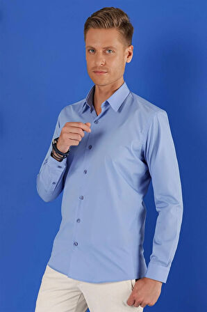 GK 683 Slim Fit Koyu Mavi Klasik Gömlek