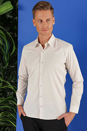 GK 683 Slim Fit Taş Klasik Gömlek