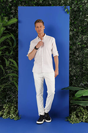 G 1555 Slim Fit Taş Klasik Gömlek