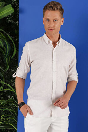 G 1555 Slim Fit Taş Klasik Gömlek