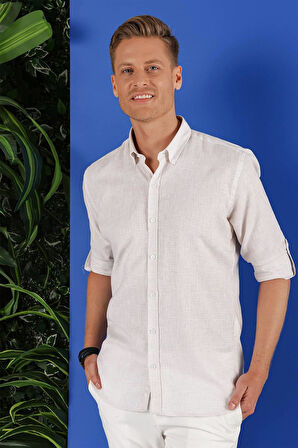 G 1555 Slim Fit Taş Klasik Gömlek