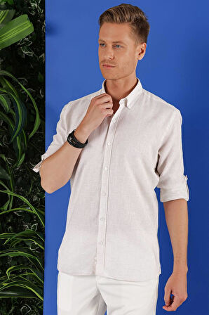 G 1555 Slim Fit Taş Klasik Gömlek