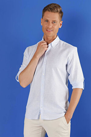 G 1555 Slim Fit Açık Mavi Klasik Gömlek