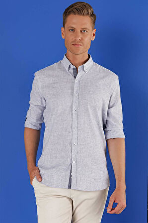 G 1555 Slim Fit Koyu Mavi Klasik Gömlek