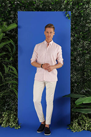 G 1555 Slim Fit Mercan Klasik Gömlek