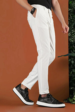 P 1122 Slim Fit Ekru Spor Pantolon