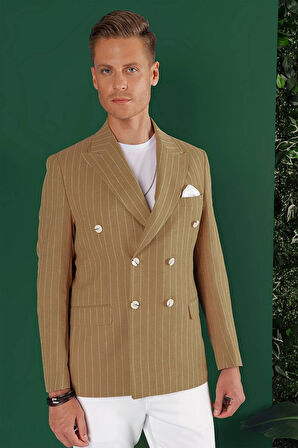 C 644 Slim Fit Camel Spor Ceket