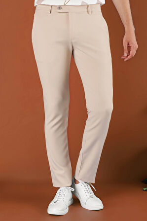 P 1123 Slim Fit Bej Spor Pantolon