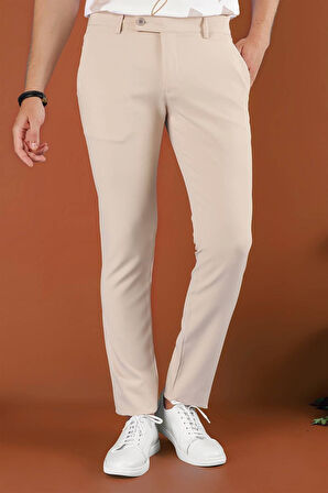 P 1123 Slim Fit Bej Spor Pantolon