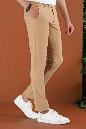 P 1123 Slim Fit Camel Spor Pantolon