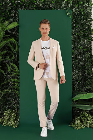 C 645 Slim Fit Bej Spor Ceket