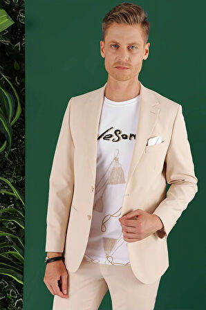 C 645 Slim Fit Bej Spor Ceket