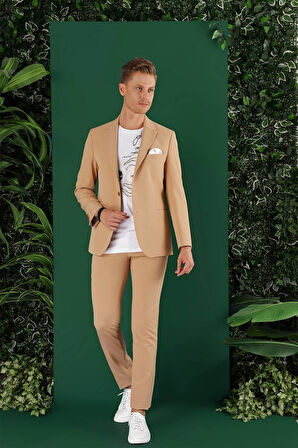 C 645 Slim Fit Camel Spor Ceket