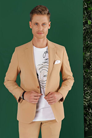 C 645 Slim Fit Camel Spor Ceket