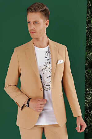 C 645 Slim Fit Camel Spor Ceket