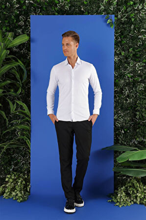 GK 690 Slim Fit Beyaz Klasik Gömlek
