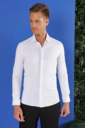 GK 690 Slim Fit Beyaz Klasik Gömlek