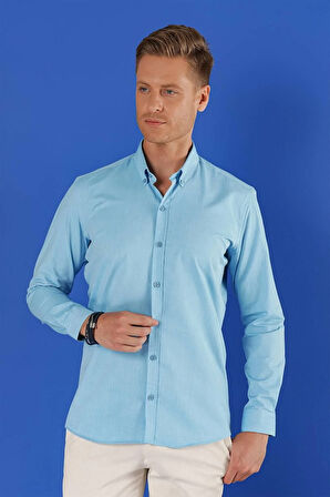 GK 685 Slim Fit Turkuaz Klasik Gömlek